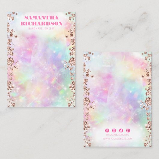 Regenboog Roos Gouden Holografische Sieraden Displ Visitekaartje (Voorkant / Achterkant)