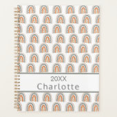 Regenboog roos goudgrijs monogram naam planner (Voorkant)