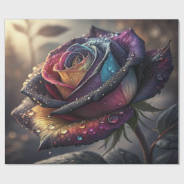 Regenboog Roos Inpakpapier — Elegante Multikleur