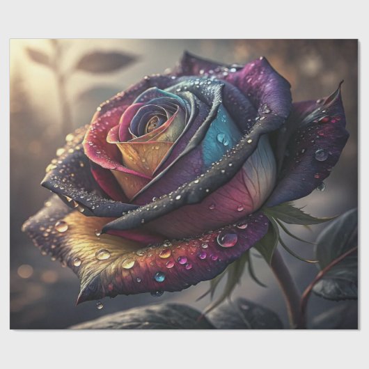 Regenboog Roos Inpakpapier — Elegante Multikleur (Vlak)