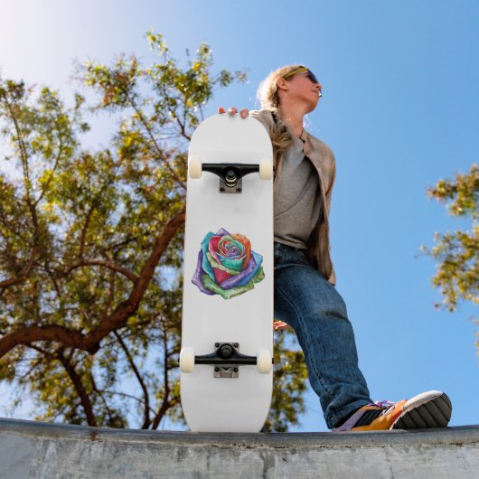 Regenboog Roos Persoonlijk Skateboard (Buiten 1)