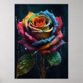 Regenboog Roos Poster (Voorkant)