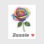 Regenboog Roos- Sticker (Vel)