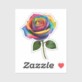 Regenboog Roos- Sticker