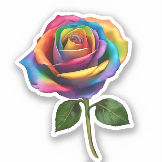 Regenboog Roos- Sticker (Voorkant)