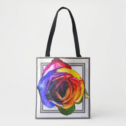 Regenboog Roos Tote Bag (Voorkant)