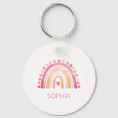 Regenboog, roze boho waterverf sleutelhanger (Voorkant)