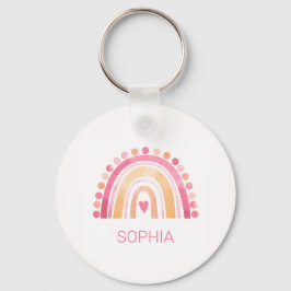 Regenboog, roze boho waterverf sleutelhanger