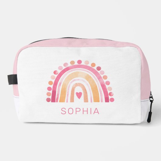 Regenboog, roze boho waterverf toilettasje (Voorkant)