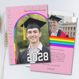 Regenboog Roze Dank Je Geslaagdde Student LHBT Pri Bedankkaart