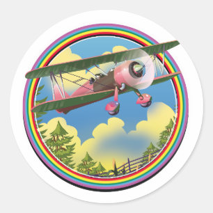 Regenboog Roze Doppeldeks logo Ronde Sticker