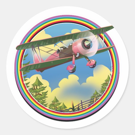 Regenboog Roze Doppeldeks logo Ronde Sticker (Voorkant)