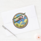 Regenboog Roze Doppeldeks logo Ronde Sticker (Envelop)