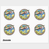 Regenboog Roze Doppeldeks logo Ronde Sticker (Vel)