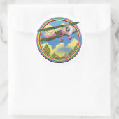 Regenboog Roze Doppeldeks logo Ronde Sticker (Tas)