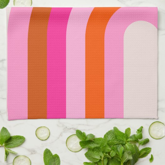 Regenboog Roze en Oranje Boho Arch Theedoek (Gevouwen)