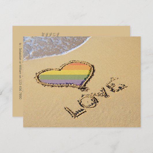 Regenboog Roze Liefdeshart In Het Zand Kaart (Voorkant / Achterkant)