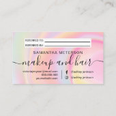 Regenboog roze marmeren eenhoorn holografisch scri aanbevelingskaartje (Achterkant)