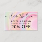 Regenboog roze marmeren eenhoorn holografisch scri aanbevelingskaartje (Voorkant)