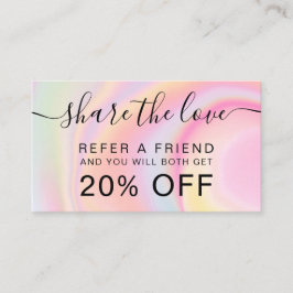 Regenboog roze marmeren eenhoorn holografisch scri aanbevelingskaartje