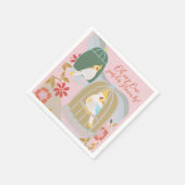 Regenboog Roze Meisje Eerste Verjaardag Kleine Vog Servet (Hoek)