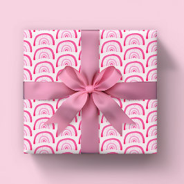 Regenboog roze meisjes verjaardag cadeaupapier