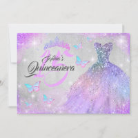 Regenboog Roze Paarse Glitter Jurk Quinceanera