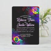 Regenboog Rozen Bloemig Moderne Boho Zwart Kaart (Staand voorkant)