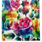 Regenboog Rozen Levendig Kleurrijke Bloemen Douchegordijn (Voorkant)