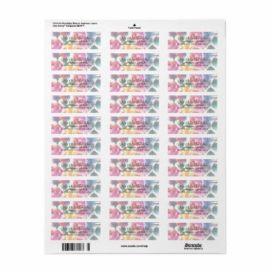 Regenboog Rozen Levendig Kleurrijke Bloemen Huweli Etiket (Full Sheet)