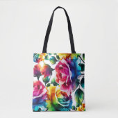 Regenboog Rozen Levendig Kleurrijke Bloemen Tote Bag (Voorkant)