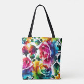 Regenboog Rozen Levendig Kleurrijke Bloemen Tote Bag (Achterkant)