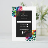Regenboog Rozen Zwart & Wit Bloemen Huwelijk RSVP (Staand voorkant)