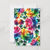 Regenboog Rozen Zwart & Wit Bloemen Huwelijk RSVP (Achterkant)