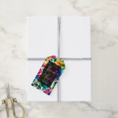 Regenboog Rozen Zwart & Wit Levendig Bloemen Huwel Cadeaulabel (Met Touw)