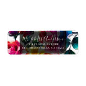 Regenboog Rozen Zwart & Wit Levendig Bloemen Huwel Etiket (Voorkant)