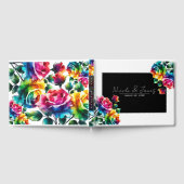 Regenboog Rozen Zwart & Wit Levendig Bloemen Huwel Gastenboek (Volledig)