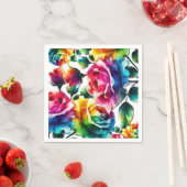 Regenboog Rozen Zwart & Wit Levendig Bloemen Huwel Servet (Insitu)
