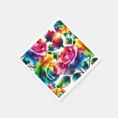 Regenboog Rozen Zwart & Wit Levendig Bloemen Huwel Servet (Hoek)