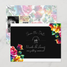 Regenboog Rozen Zwart & Witte Bloemen Bewaar de Da Aankondigingskaart