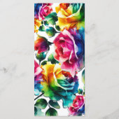 Regenboog Rozen Zwart & Witte Bloemige Trouwmenu Menu (Achterkant)