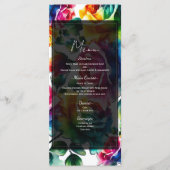 Regenboog Rozen Zwart & Witte Bloemige Trouwmenu Menu (Voorkant)