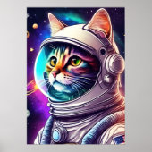 Regenboog Ruimtekater Poster - Astronaut Kunstprin (Voorkant)