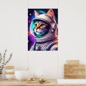 Regenboog Ruimtekater Poster - Astronaut Kunstprin (Keuken)