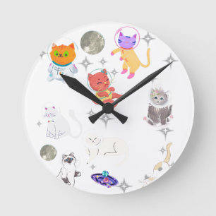 Regenboog Ruimtekatten Melkweg Droom Cute Kawaii Ronde Klok
