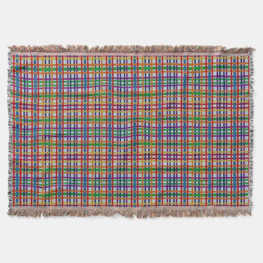 Regenboog Rustieke Plaid Streep Tegels Lichtgrijs  Deken (Voorkant)
