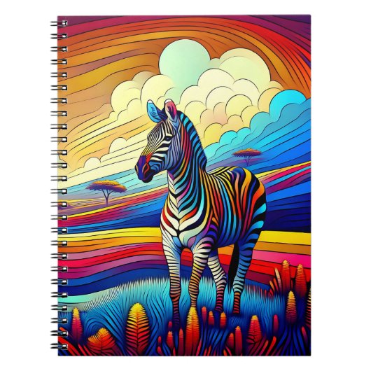 Regenboog Safari Zebra Notitieboek (Voorkant)
