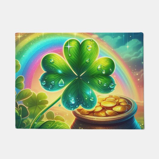 Regenboog Saint Patrick's Day klaver Deurmat (Voorkant)