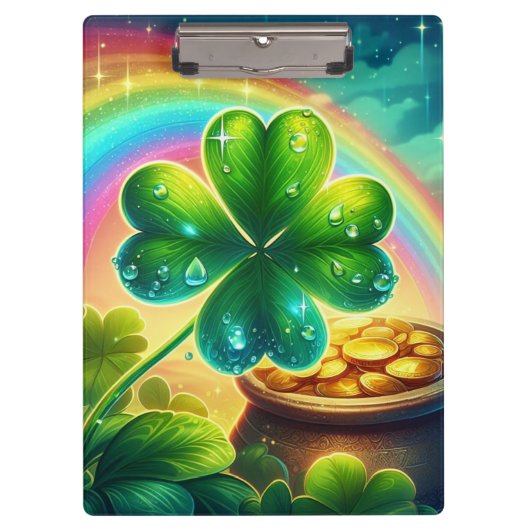 Regenboog Saint Patrick's Day klaver Klembord (Voorkant)
