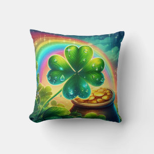 Regenboog Saint Patrick's Day klaver Kussen